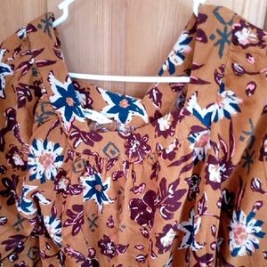 Sonoma Floral Blouse in Brown and Blue